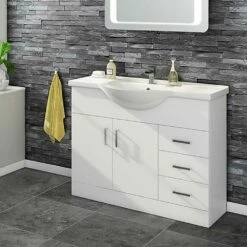 Vellamo Alpine 1060mm Floorstanding Vanity Unit & Basin - Gloss White