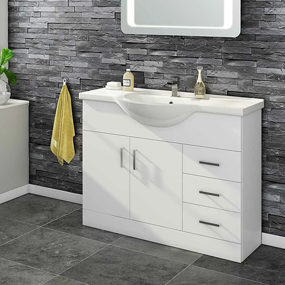 Vellamo Alpine 1060mm Floorstanding Vanity Unit & Basin - Gloss White 3 Vellamo Alpine 1060mm Floorstanding Vanity Unit & Basin - Gloss White