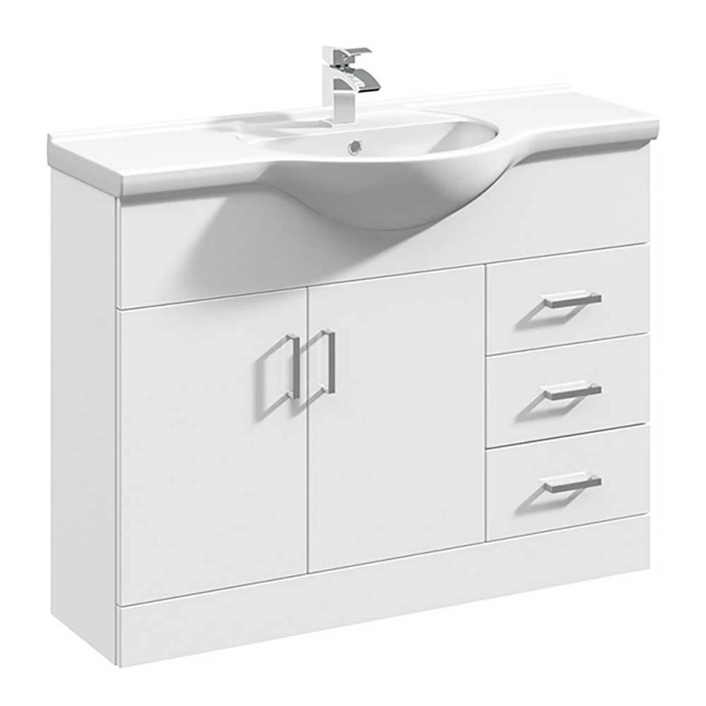 Vellamo Alpine 1060mm Floorstanding Vanity Unit & Basin - Gloss White 7 Vellamo Alpine 1060mm Floorstanding Vanity Unit & Basin - Gloss White - Image 5