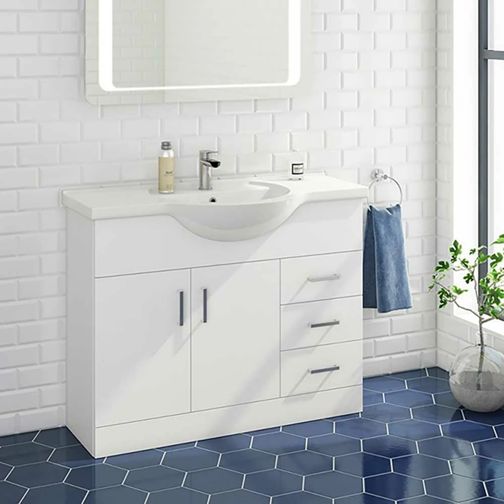 Vellamo Alpine 1060mm Floorstanding Vanity Unit & Basin - Gloss White 6 Vellamo Alpine 1060mm Floorstanding Vanity Unit & Basin - Gloss White - Image 4