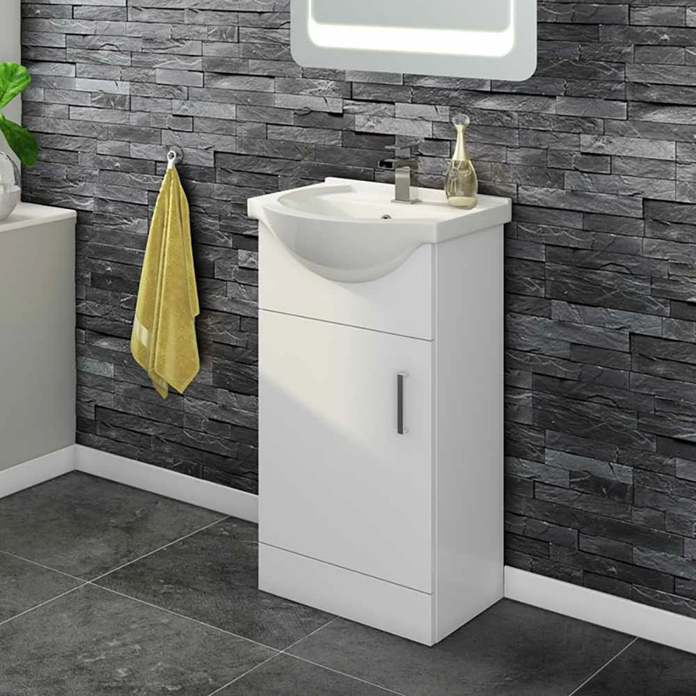 Vellamo Alpine 450mm Floorstanding Vanity Unit & Basin - Gloss White 6 Vellamo Alpine 450mm Floorstanding Vanity Unit & Basin - Gloss White - Image 4