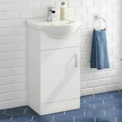 Vellamo Alpine 450mm Floorstanding Vanity Unit & Basin - Gloss White