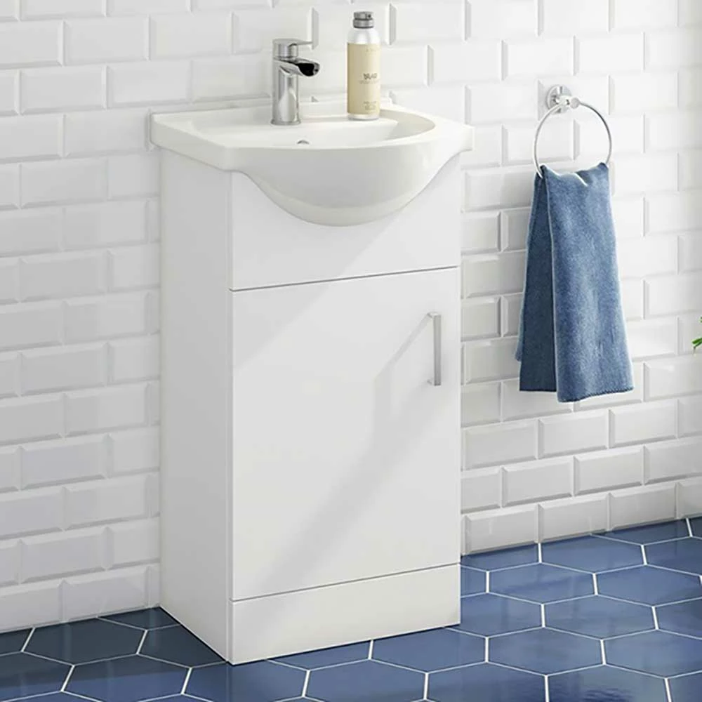 Vellamo Alpine 450mm Floorstanding Vanity Unit & Basin - Gloss White 3 Vellamo Alpine 450mm Floorstanding Vanity Unit & Basin - Gloss White