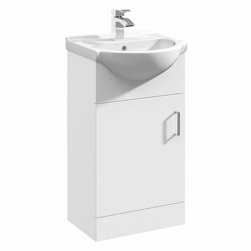 Vellamo Alpine 450mm Floorstanding Vanity Unit & Basin - Gloss White 7 Vellamo Alpine 450mm Floorstanding Vanity Unit & Basin - Gloss White - Image 5
