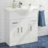 Vellamo Alpine 750mm Floorstanding Vanity Unit & Basin - Gloss White -TAP WAREHOUSE Shop vellamo alpine 750mm floor vanity unit basin