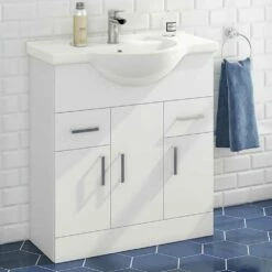 Vellamo Alpine 750mm Floorstanding Vanity Unit & Basin - Gloss White
