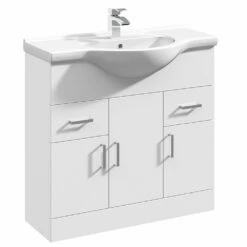 Vellamo Alpine 1350mm 3 Door Furniture Suite With Back To Wall Toilet & Concealed Cistern - Gloss White 11 Vellamo Alpine 1350mm 3 Door Furniture Suite With Back To Wall Toilet & Concealed Cistern - Gloss White -TAP WAREHOUSE Shop vellamo alpine 850mm floor 3 door vanity unit