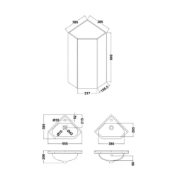 Vellamo Alpine 1 Door Corner Cabinet Vanity Unit & Ceramic Basin - White Gloss -TAP WAREHOUSE Shop vellamo alpine corner cabinet vanity unit drawing