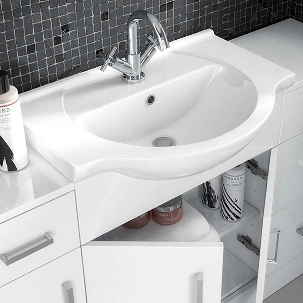 Vellamo Alpine 550mm Floorstanding Vanity Unit & Basin - Gloss White 8 Vellamo Alpine 550mm Floorstanding Vanity Unit & Basin - Gloss White - Image 6