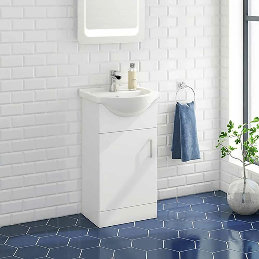 Vellamo Alpine 450mm Floorstanding Vanity Unit & Basin - Gloss White 5 Vellamo Alpine 450mm Floorstanding Vanity Unit & Basin - Gloss White - Image 3