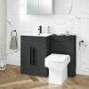 Vellamo Aspire 1100mm Matt Grey 2 Door Combination Ceramic Basin & Toilet Unit With Matt Black Handles & Overflow - No Cistern Or Toilet 2 Vellamo Aspire 1100mm Matt Grey 2 Door Combination Ceramic Basin & Toilet Unit With Matt Black Handles & Overflow - No Cistern Or Toilet -TAP WAREHOUSE Shop vellamo aspire 1100mm combination unit matt grey black handles lifestyle