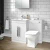 Vellamo Aspire 1100mm 2 Door Combination Ceramic Basin & Toilet Unit - Gloss White With Cistern And Vellamo Aspire BTW Toilet -TAP WAREHOUSE Shop vellamo aspire 1100mm combination unit white chrome handles lifestyle