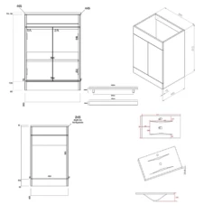 Vellamo Aspire 1100mm Matt Grey 2 Door Combination Ceramic Basin & Toilet Unit With Matt Black Handles & Overflow - No Cistern Or Toilet 35 Vellamo Aspire 1100mm Matt Grey 2 Door Combination Ceramic Basin & Toilet Unit With Matt Black Handles & Overflow - No Cistern Or Toilet -TAP WAREHOUSE Shop vellamo aspire 2 door combi unit handle tech drawing 1