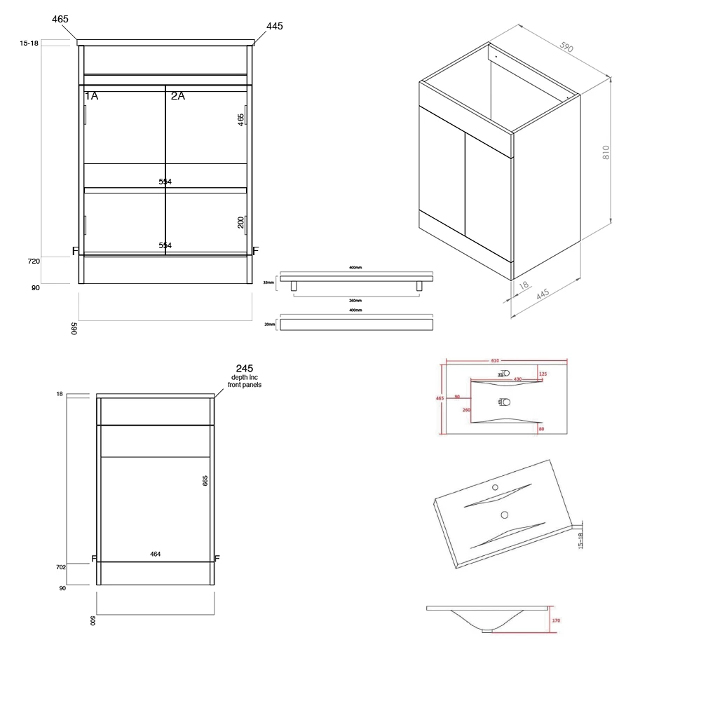 Vellamo Aspire 1100mm Gloss White 2 Door Combination Ceramic Basin & Toilet Unit With Matt Black Handles & Overflow - Harbour Clarity Toilet 18 Vellamo Aspire 1100mm Gloss White 2 Door Combination Ceramic Basin & Toilet Unit With Matt Black Handles & Overflow - Harbour Clarity Toilet - Image 16