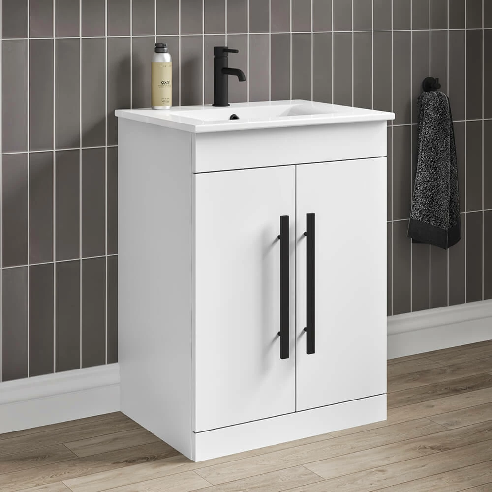 Vellamo Aspire 1100mm Gloss White 2 Door Combination Ceramic Basin & Toilet Unit With Matt Black Handles & Overflow - Harbour Clarity Toilet 4 Vellamo Aspire 1100mm Gloss White 2 Door Combination Ceramic Basin & Toilet Unit With Matt Black Handles & Overflow - Harbour Clarity Toilet - Image 2