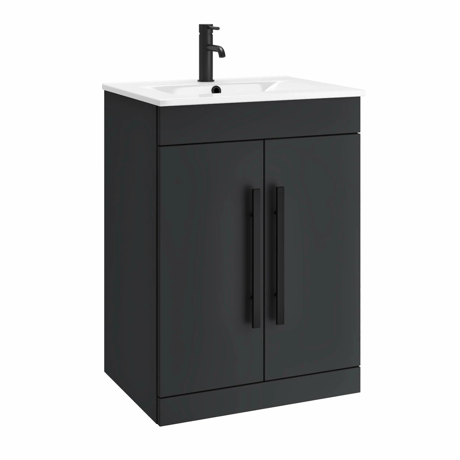 Vellamo Aspire 1100mm Matt Grey 2 Door Combination Ceramic Basin & Toilet Unit With Matt Black Handles & Overflow - No Cistern Or Toilet 6 Vellamo Aspire 1100mm Matt Grey 2 Door Combination Ceramic Basin & Toilet Unit With Matt Black Handles & Overflow - No Cistern Or Toilet - Image 4