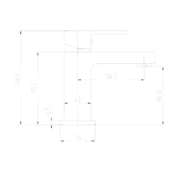 Vellamo Aspire Basin Mixer Tap & Waste -TAP WAREHOUSE Shop vellamo aspire basin mixer tap technical drawing
