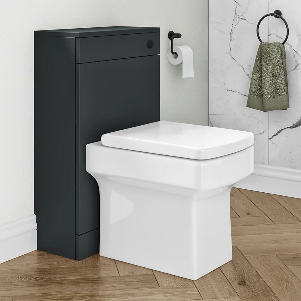 Vellamo Aspire 1100mm Matt Grey 2 Door Combination Ceramic Basin & Toilet Unit With Matt Black Handles & Overflow - No Cistern Or Toilet 8 Vellamo Aspire 1100mm Matt Grey 2 Door Combination Ceramic Basin & Toilet Unit With Matt Black Handles & Overflow - No Cistern Or Toilet - Image 6