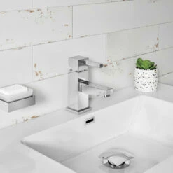 Vellamo Blox Square Basin Mixer Tap & Waste 13 Vellamo Blox Square Basin Mixer Tap & Waste -TAP WAREHOUSE Shop vellamo blox basin mixer lifestyle2