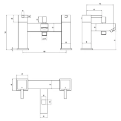 Vellamo Blox Bath Shower Mixer With Shower Kit -TAP WAREHOUSE Shop vellamo blox bath shower mixer kit technical drawing