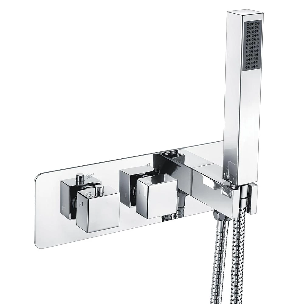 Vellamo Blox 2 Outlet Concealed Thermostatic Bath Shower Valve & Handset 3 Vellamo Blox 2 Outlet Concealed Thermostatic Bath Shower Valve & Handset
