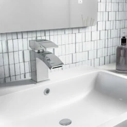 Vellamo City Waterfall Basin Mixer Tap & Waste 12 Vellamo City Waterfall Basin Mixer Tap & Waste -TAP WAREHOUSE Shop vellamo city basin mixer tap lifestyle 2