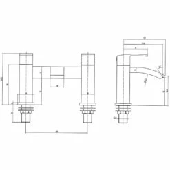 Vellamo City Waterfall Bath Mixer Tap -TAP WAREHOUSE Shop vellamo city bath filler tap chrome techdrawing2