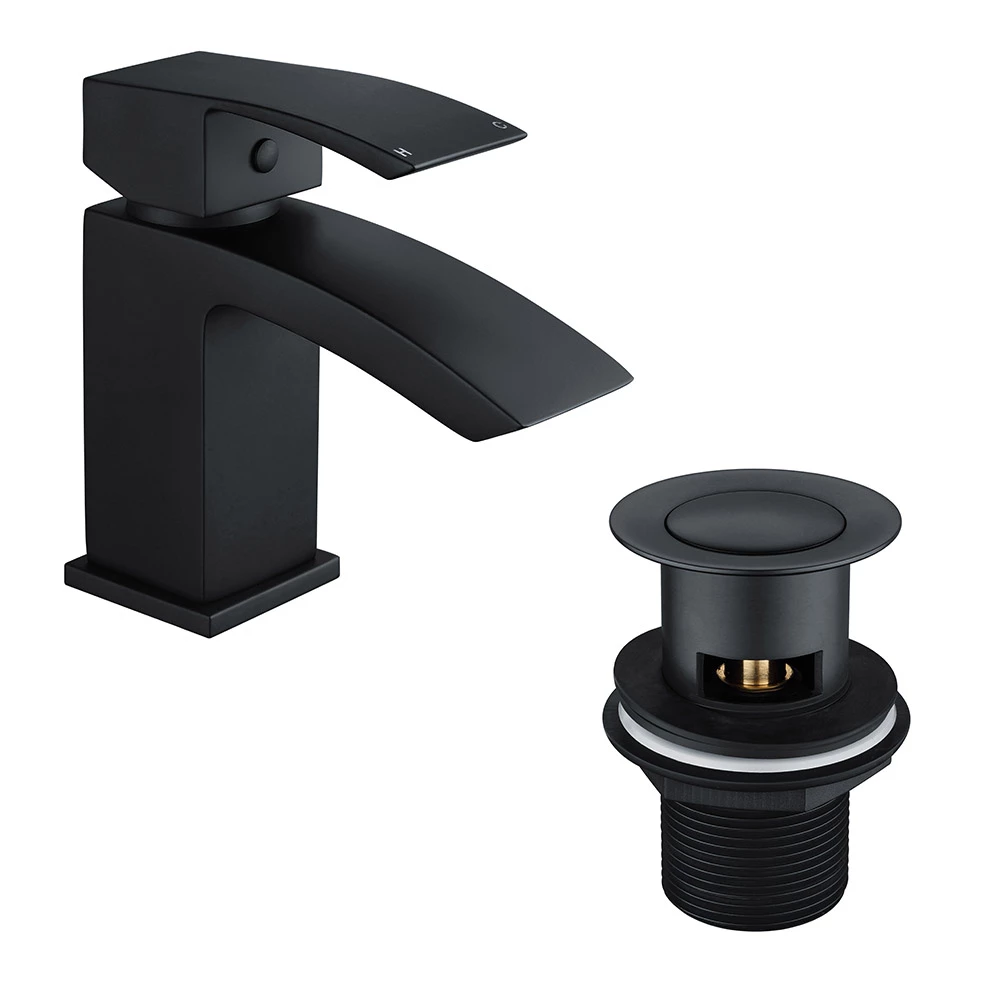 Vellamo City Matt Black Basin Mixer Tap & Waste 4 Vellamo City Matt Black Basin Mixer Tap & Waste - Image 2