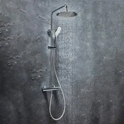 Vellamo Cool Touch Thermostatic Shower Set With Large Thin Fixed Head