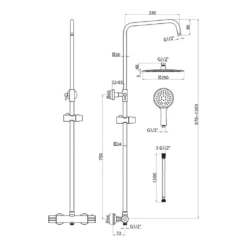 Vellamo Cool Touch Thermostatic Shower Set With Large Thin Fixed Head -TAP WAREHOUSE Shop vellamo cool touch shower bar valve tech