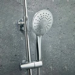 Vellamo Cool Touch Thermostatic Shower Set With Large Thin Fixed Head -TAP WAREHOUSE Shop vellamo cool touch thermostatic exposed shower set