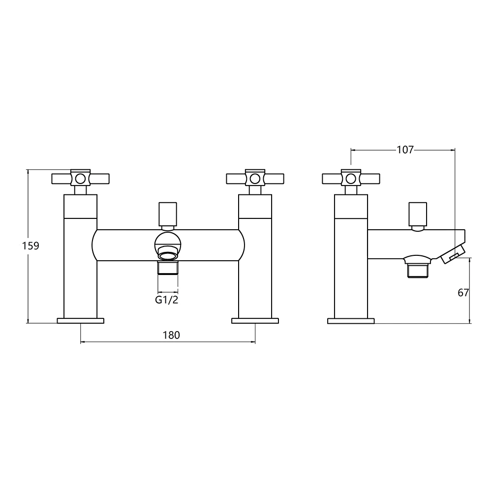 Vellamo Cross Bath Shower Mixer With Shower Kit - Crosshead Handles 6 Vellamo Cross Bath Shower Mixer With Shower Kit - Crosshead Handles - Image 4