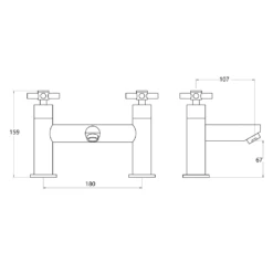 Vellamo Cross Bath Filler - Crosshead Handles 9 Vellamo Cross Bath Filler - Crosshead Handles -TAP WAREHOUSE Shop vellamo cross deck mounted bath filler technical drawing