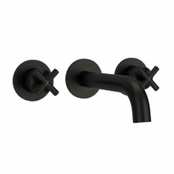 Vellamo Cross Matt Black Crosshead Wall Mounted Tap & Easy Installation Kit -TAP WAREHOUSE Shop vellamo cross matt black basin mixer cutout5B15D
