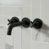 Vellamo Cross Matt Black Crosshead Wall Mounted Tap & Easy Installation Kit 2 Vellamo Cross Matt Black Crosshead Wall Mounted Tap & Easy Installation Kit -TAP WAREHOUSE Shop vellamo cross matt black basin mixer lifestyle