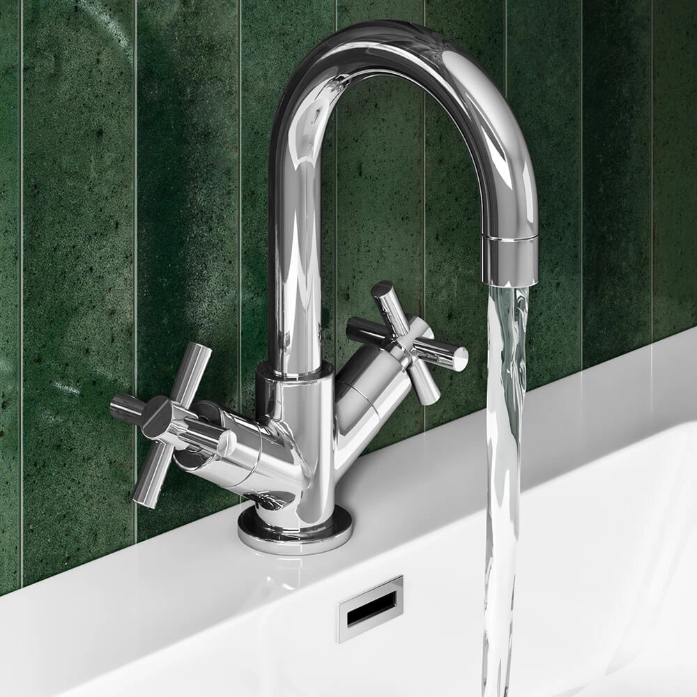 Vellamo Cross Basin Mixer Tap & Waste 3 Vellamo Cross Basin Mixer Tap & Waste