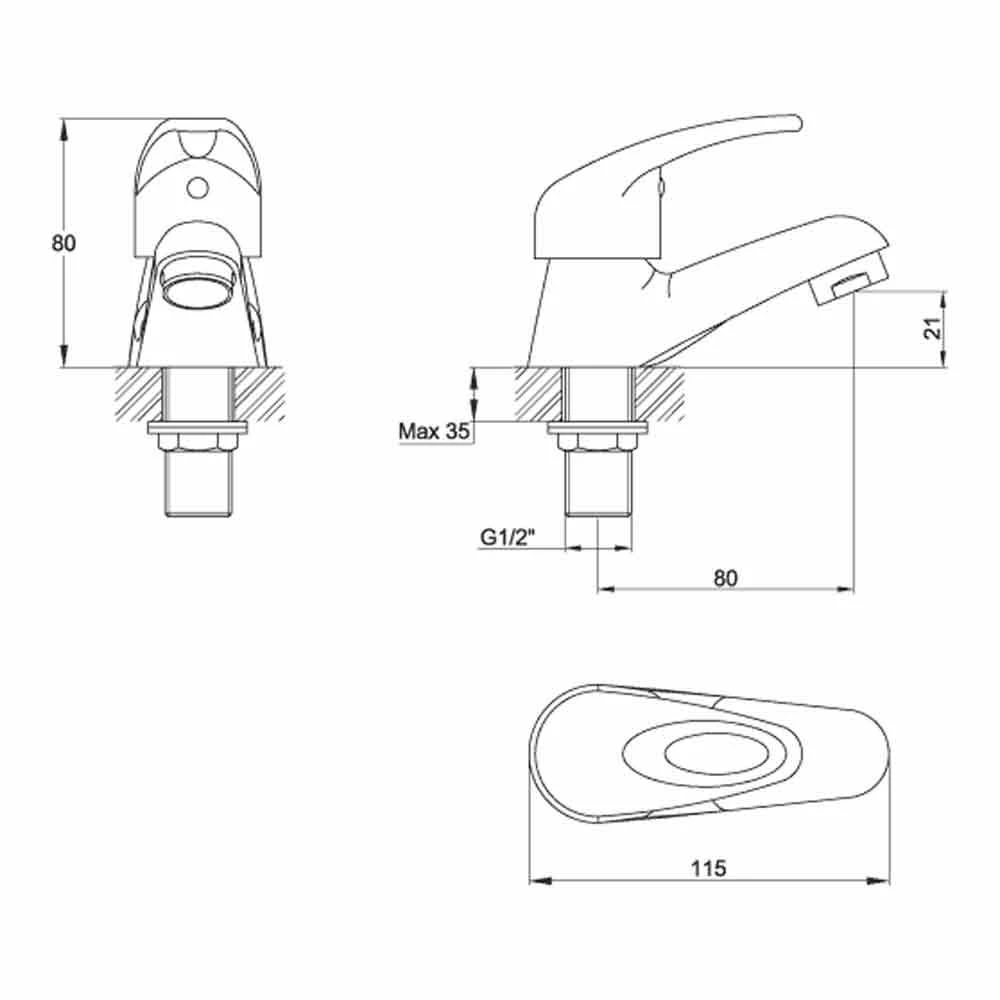 Vellamo Loop Basin Pillar Taps 4 Vellamo Loop Basin Pillar Taps - Image 2