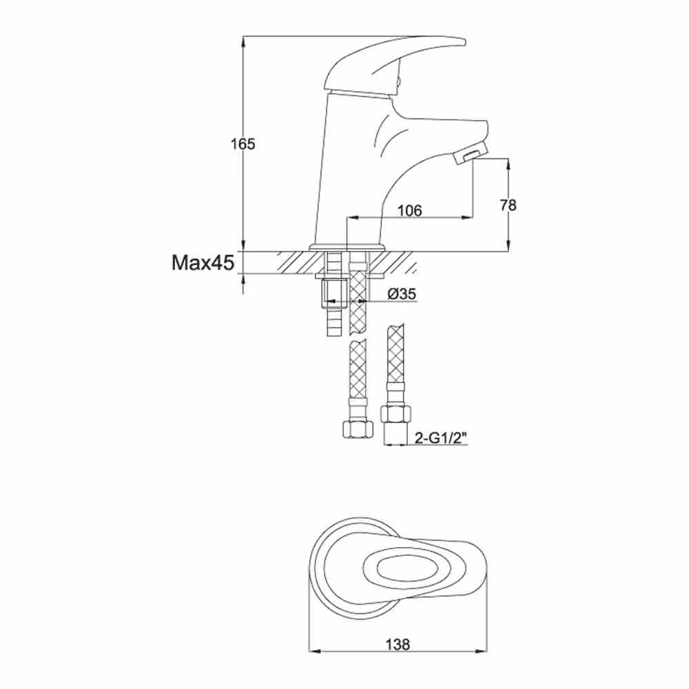 Vellamo Loop Basin Mixer With Clicker Waste 5 Vellamo Loop Basin Mixer With Clicker Waste - Image 3