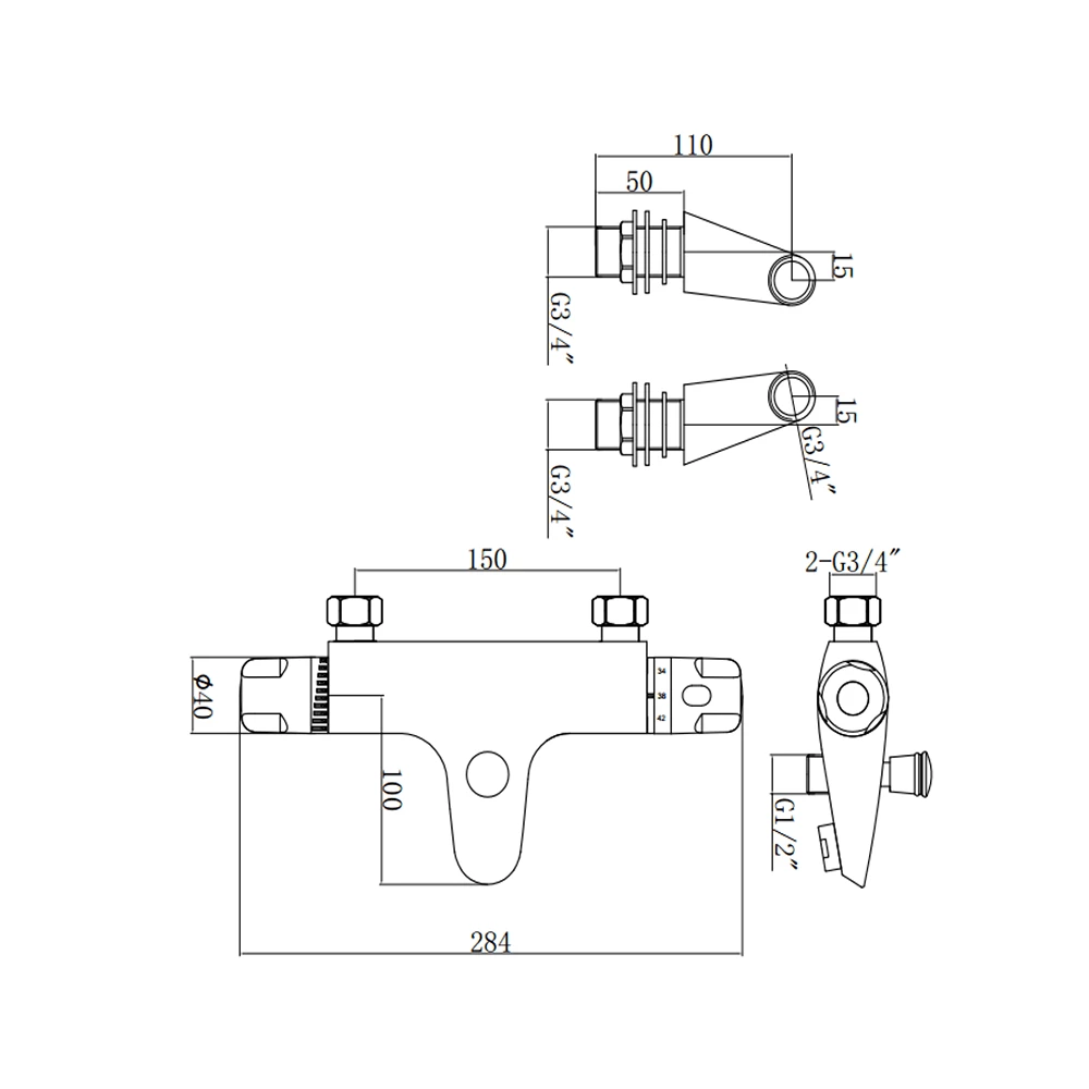 Vellamo Echo Thermostatic Bath Shower Mixer With Legs 4 Vellamo Echo Thermostatic Bath Shower Mixer With Legs - Image 2