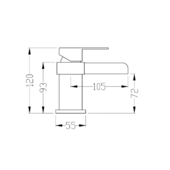 Vellamo Maya Mini Waterfall Basin Mixer With Clicker Waste 9 Vellamo Maya Mini Waterfall Basin Mixer With Clicker Waste -TAP WAREHOUSE Shop vellamo maya mini basin mixer tap technical drawing