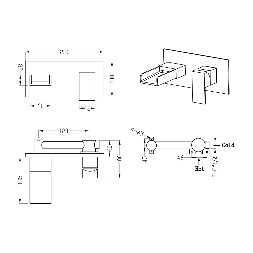 Vellamo Maya Wall Mounted Basin Mixer 4 Vellamo Maya Wall Mounted Basin Mixer - Image 2
