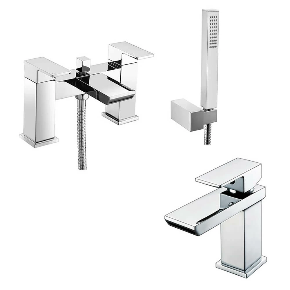 Vellamo Relate Waterfall Basin Mixer & Bath Shower Mixer Pack 3 Vellamo Relate Waterfall Basin Mixer & Bath Shower Mixer Pack