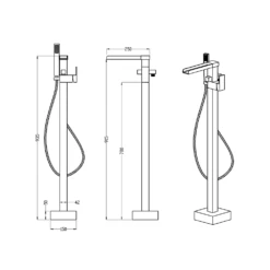 Vellamo Reve Floorstanding Waterfall Bath Shower Mixer With Shower Kit -TAP WAREHOUSE Shop vellamo reve floorstanding bath shower mixer technical drawing