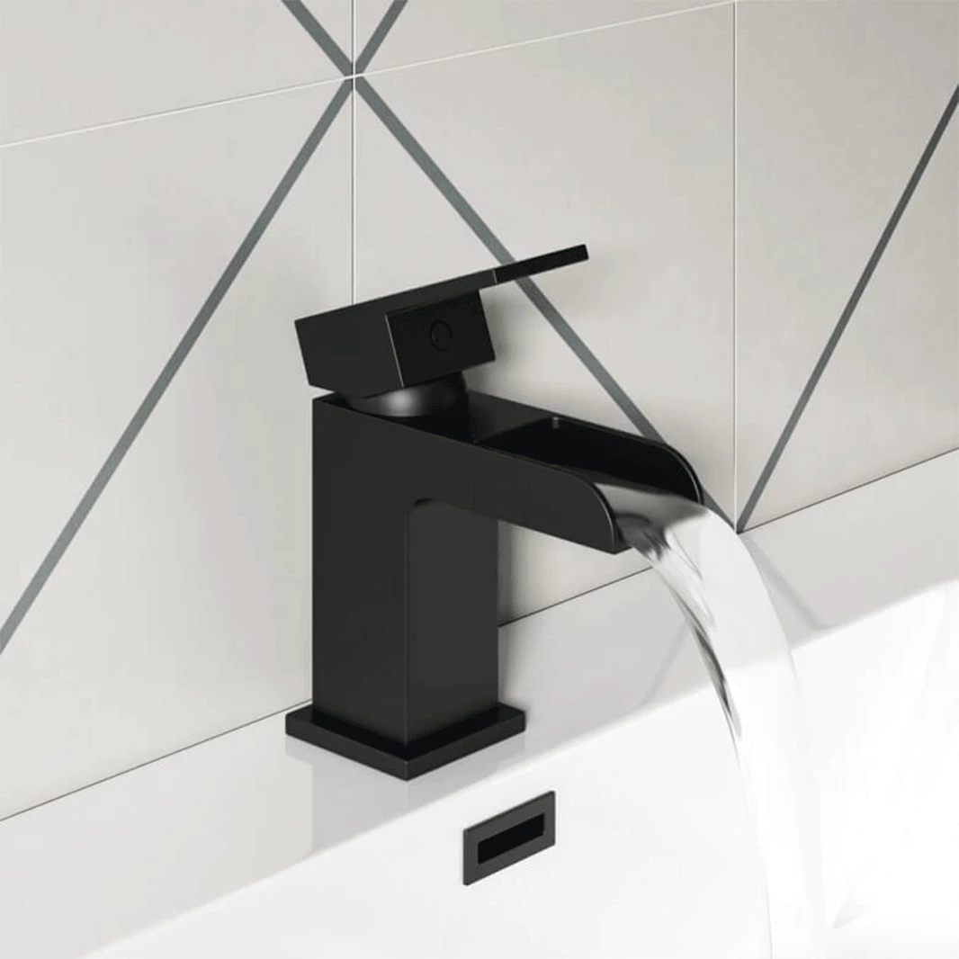 Vellamo Reve Matt Black Waterfall Basin Tap & Waste 4 Vellamo Reve Matt Black Waterfall Basin Tap & Waste - Image 2