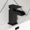 Vellamo Reve Matt Black Waterfall Basin Tap & Waste 2 Vellamo Reve Matt Black Waterfall Basin Tap & Waste -TAP WAREHOUSE Shop vellamo reve matt black basin mixer lifestyle close v2