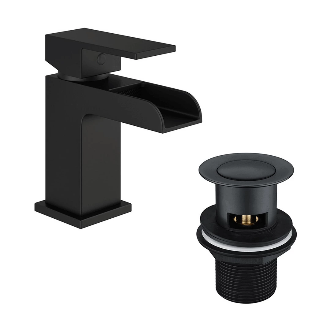 Vellamo Reve Matt Black Waterfall Basin Tap & Waste 6 Vellamo Reve Matt Black Waterfall Basin Tap & Waste - Image 4