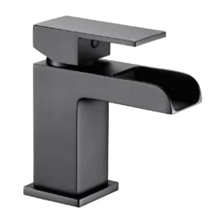 Vellamo Reve Matt Black Waterfall Basin Tap & Waste 10 Vellamo Reve Matt Black Waterfall Basin Tap & Waste -TAP WAREHOUSE Shop vellamo reve matt black waterfall mono basin tap cutout