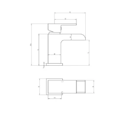 Vellamo Reve Mini Cloakroom Waterfall Basin Mixer With Clicker Waste 9 Vellamo Reve Mini Cloakroom Waterfall Basin Mixer With Clicker Waste -TAP WAREHOUSE Shop vellamo reve mini basin mixer tap waste technical drawing