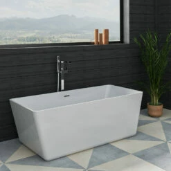 Vellamo Maya Floor Mounted Waterfall Bath Filler 8 Vellamo Maya Floor Mounted Waterfall Bath Filler -TAP WAREHOUSE Shop vellamo reve waterfall freestanding bath shower mixer straight lifestyle1