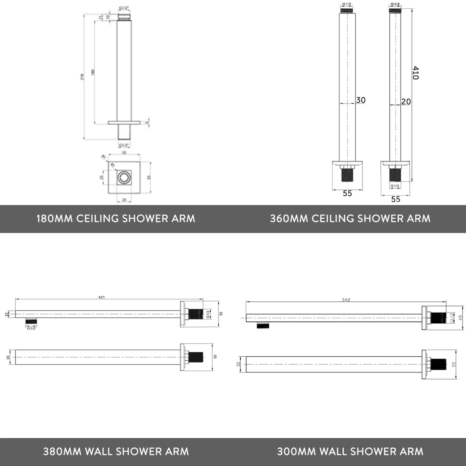 Mason Concealed Thermostatic Push Button Shower Valve, 300mm Fixed Shower Head, Handset & Overflow Bath Filler - 380mm Wall Arm 6 Mason Concealed Thermostatic Push Button Shower Valve, 300mm Fixed Shower Head, Handset & Overflow Bath Filler - 380mm Wall Arm - Image 4